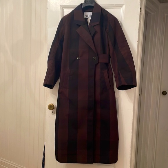 SOLD GANNI Checkered Trench Coat EU 38 - Picture 7 of 8